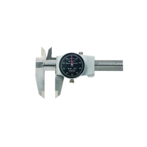 Brown & Sharpe® 51879 DIAL-CAL® Dial Caliper With Depth Bar, 0 to 6 in, Graduation 0.001 in, 1.575 in Upper, 2.91 in Lower D Jaw, Hardened Stainless Steel